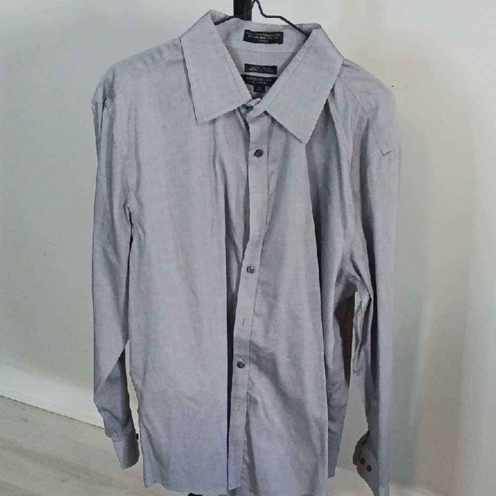 Men's Boulevard Club Gray Dress Shirt - Size 17 34-35